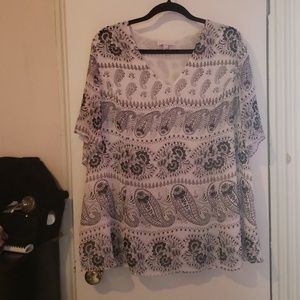 Black and White Paisley Design Blouse
